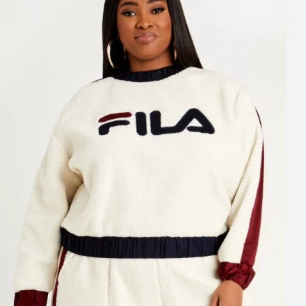 FILA Sweatsuit Womens 4XL Faux Sherpa Tabitha Tracksuit Joggers Sweatshirt Set‎